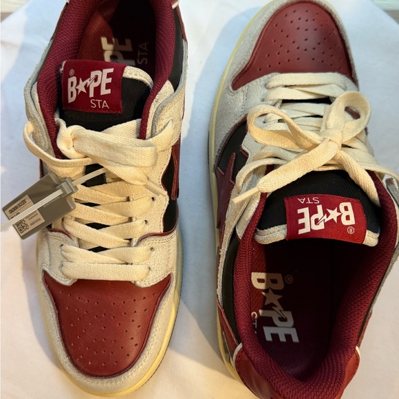 Bape STA Burgundy and Cream Sneakers